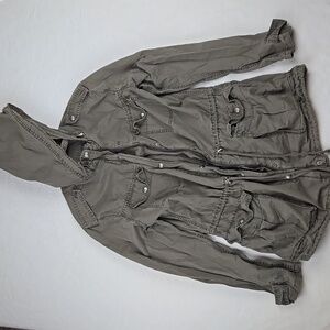 Buffalo David Bitton Anorak Jacket - Green Hooded Military Style Coat Size S P